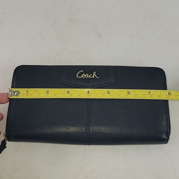 Coach Ashley Leather Wallet Accordion 3 Side Zip Black Wristlet - Picture 10 of 11